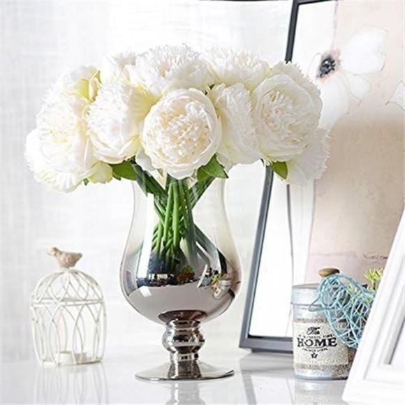 2Bouquet 10Heads Artificial Peony Silk Flower Leaf Home Office Wedding Party - Picture 5 of 5
